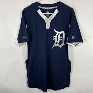 Detroit Tigers Majestic Cool Base Jersey Mens Size Medium Navy White Performance